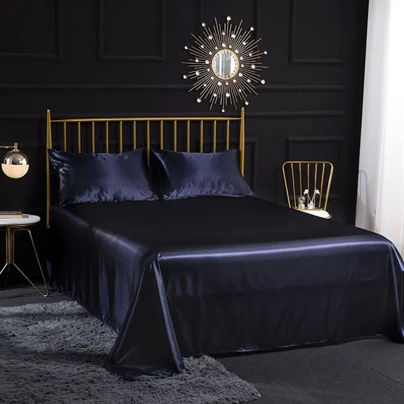 1/3/4 Pcs Silk Bedding Set Luxury Baby Twin Full Queen King Size Bed Sheets Set Satin Bed Sheets and Pillowcases Bedclothes Flat Fitted Sheets