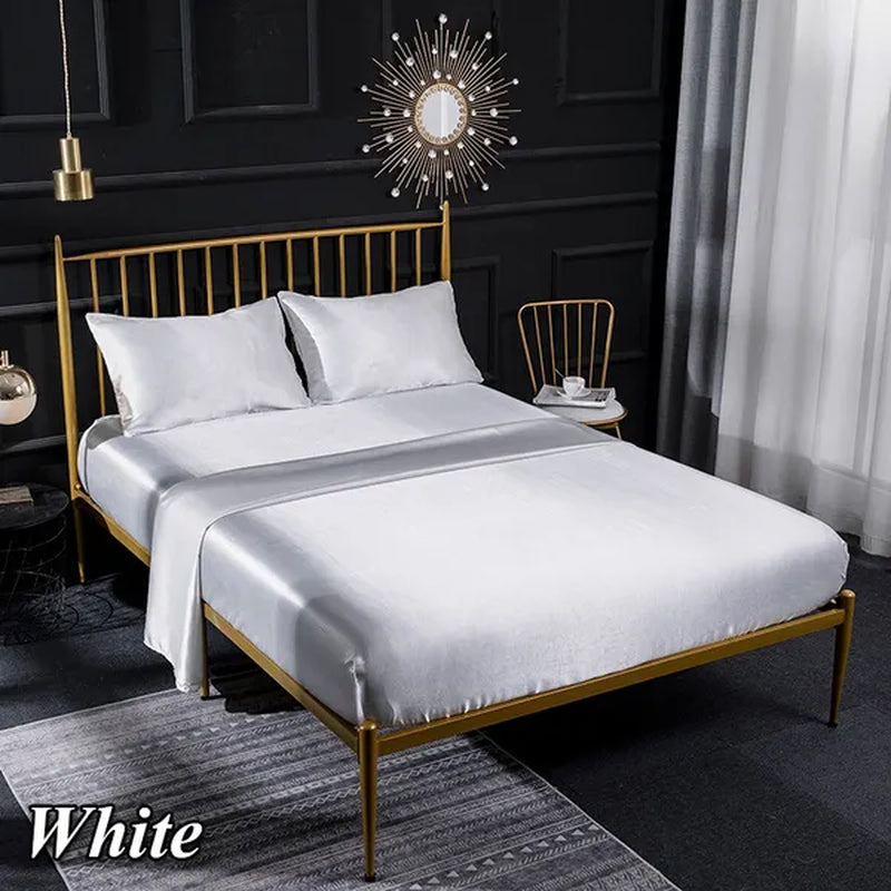1/3/4 Pcs Silk Bedding Set Luxury Baby Twin Full Queen King Size Bed Sheets Set Satin Bed Sheets and Pillowcases Bedclothes Flat Fitted Sheets