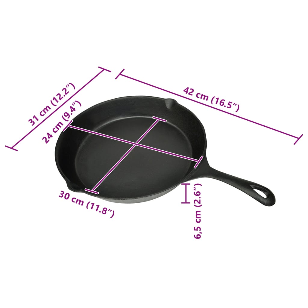 Grillstekepanne i støpejern 30 cm rund