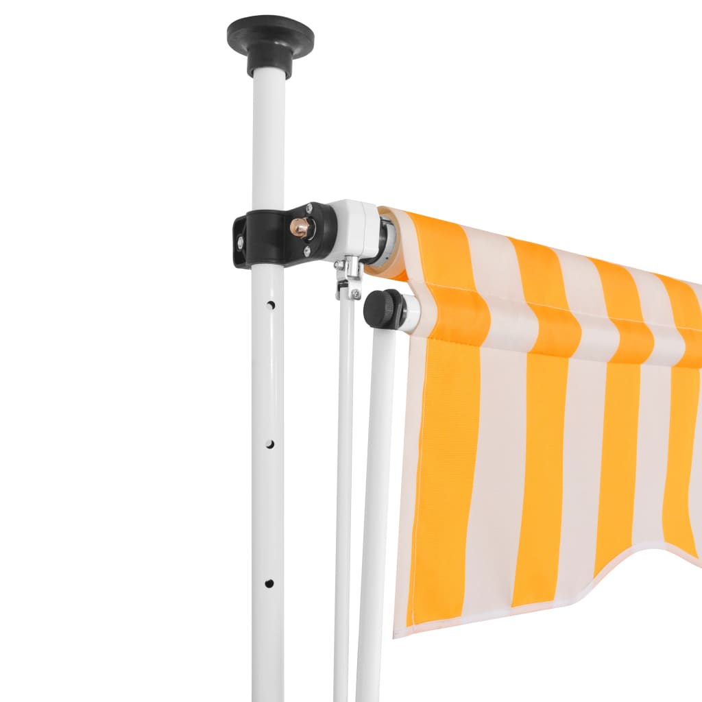 Manuell uttrekkbar markise 300 cm oransje og hvite striper