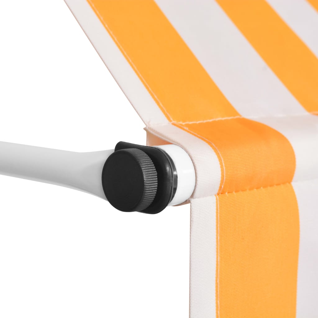 Manuell uttrekkbar markise 300 cm oransje og hvite striper