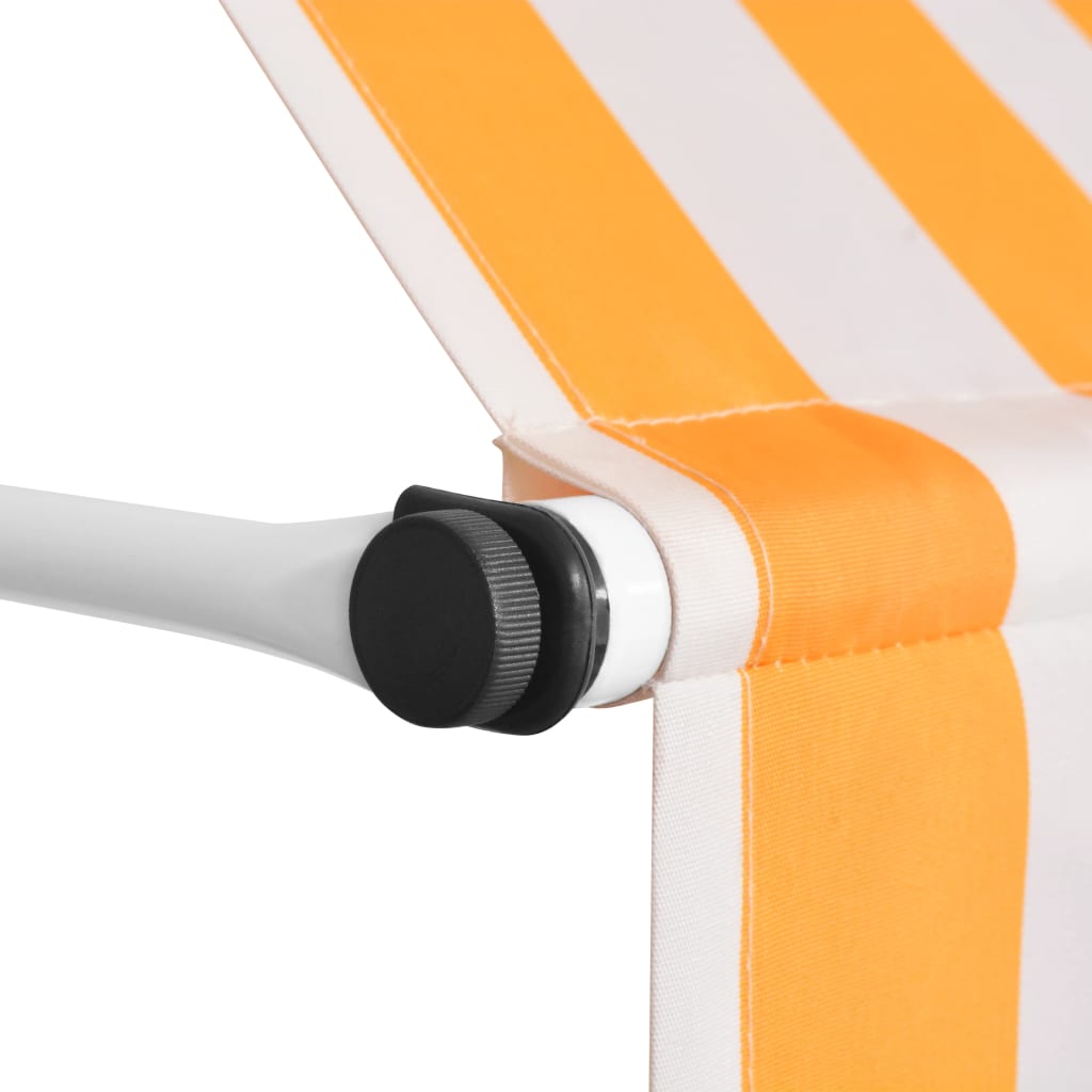 Manuell uttrekkbar markise 400 cm oransje og hvite striper