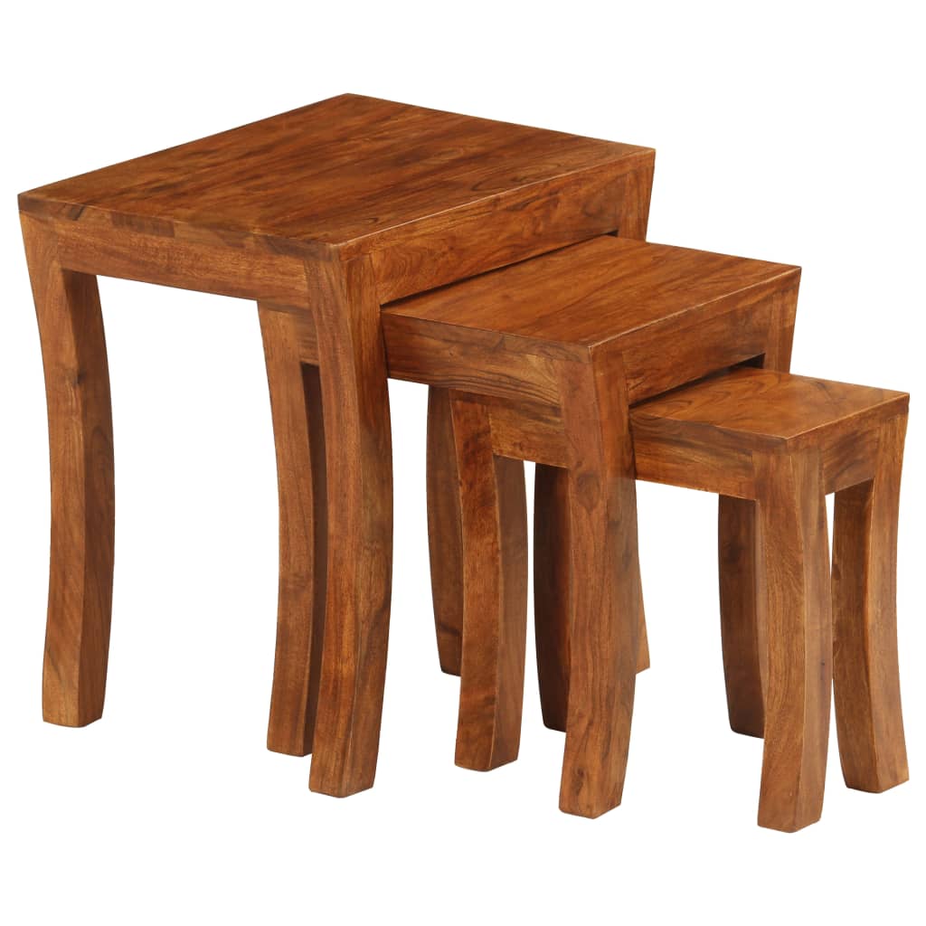 Stablebordsett 3 deler heltre akasie 50x35x50 cm brun