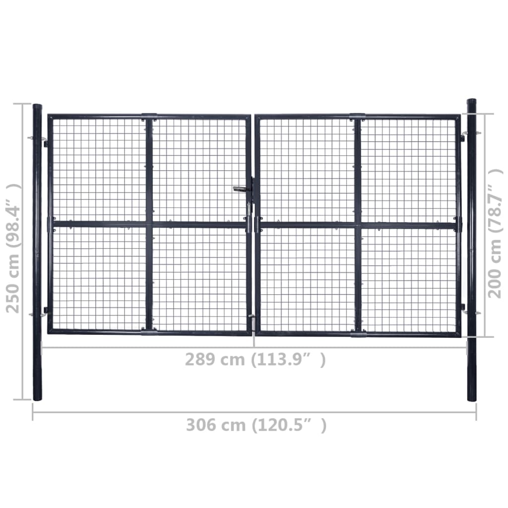 Hageport netting galvanisert stål 289x200 cm grå