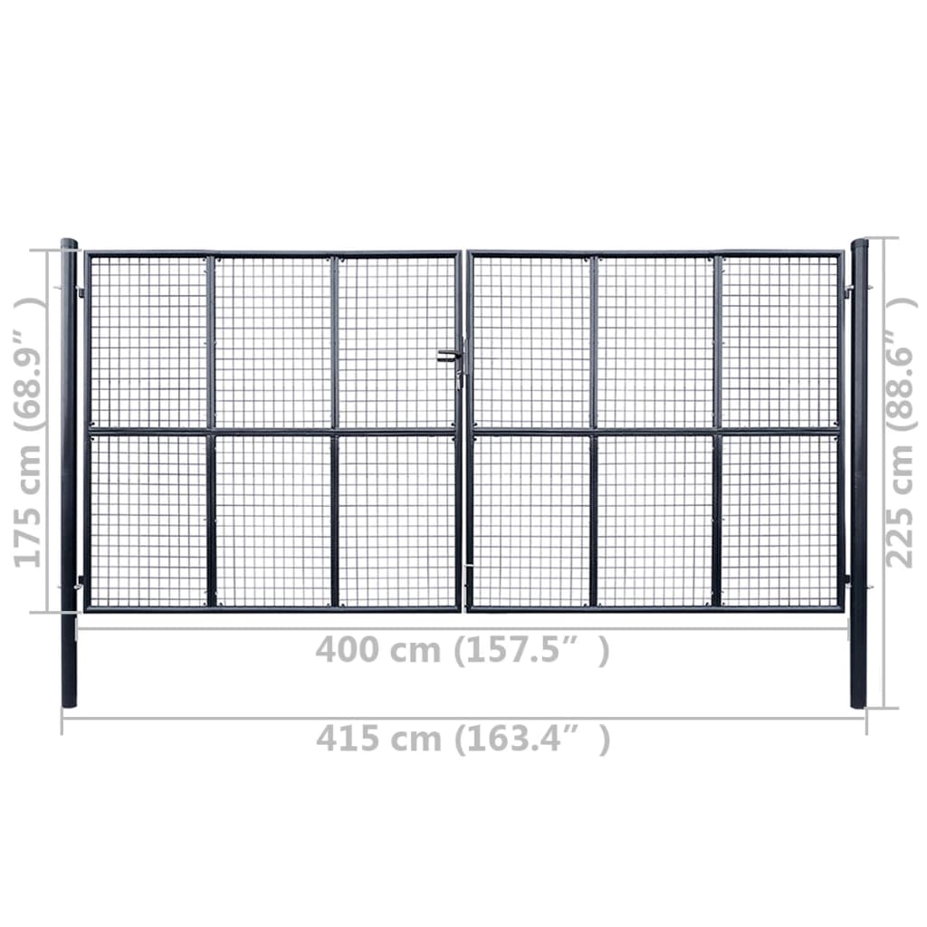 Hageport netting galvanisert stål 400x175 cm grå