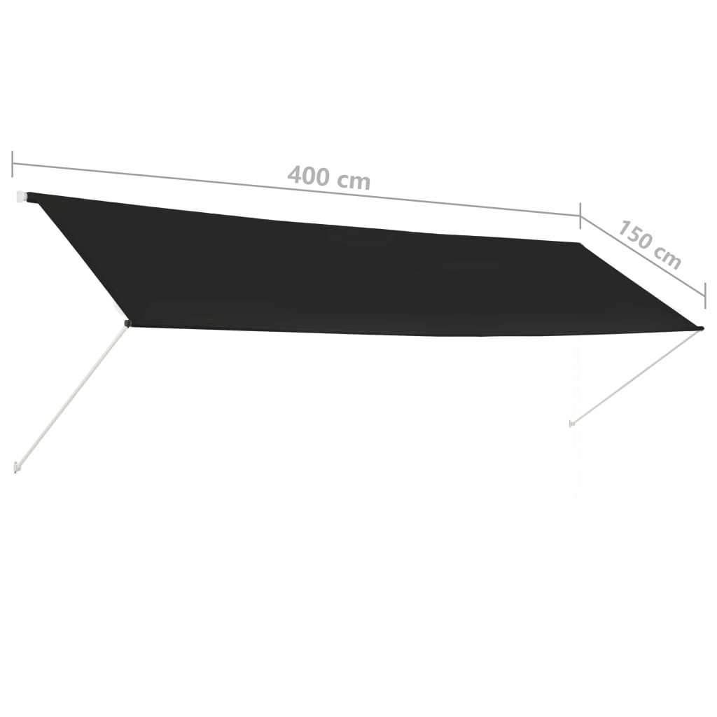 Uttrekkbar markise 400x150 cm antrasitt