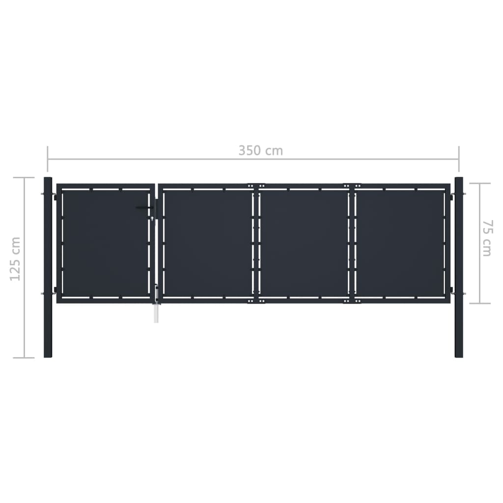 Hageport stål 350x75 cm antrasitt