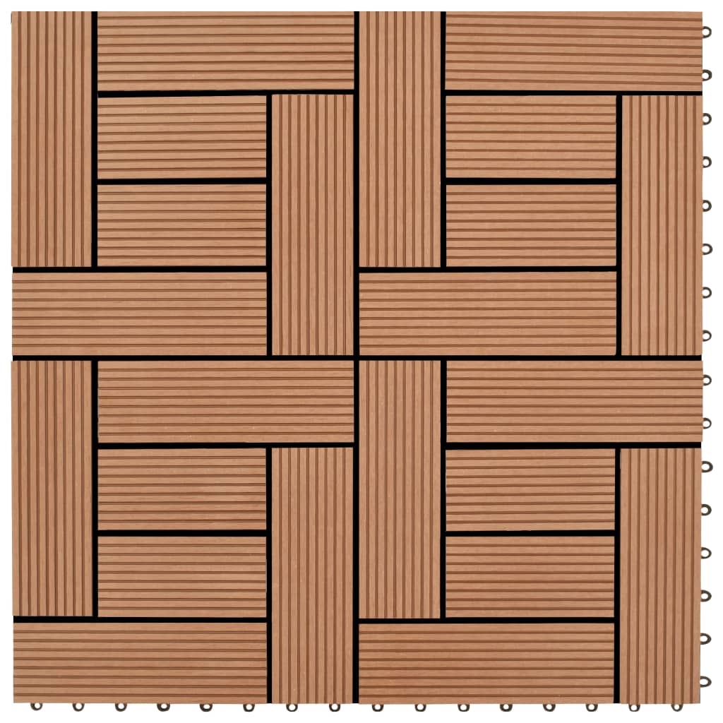 11stk 30 x 30 cm Brune Terrassefliser WPC 1 m²