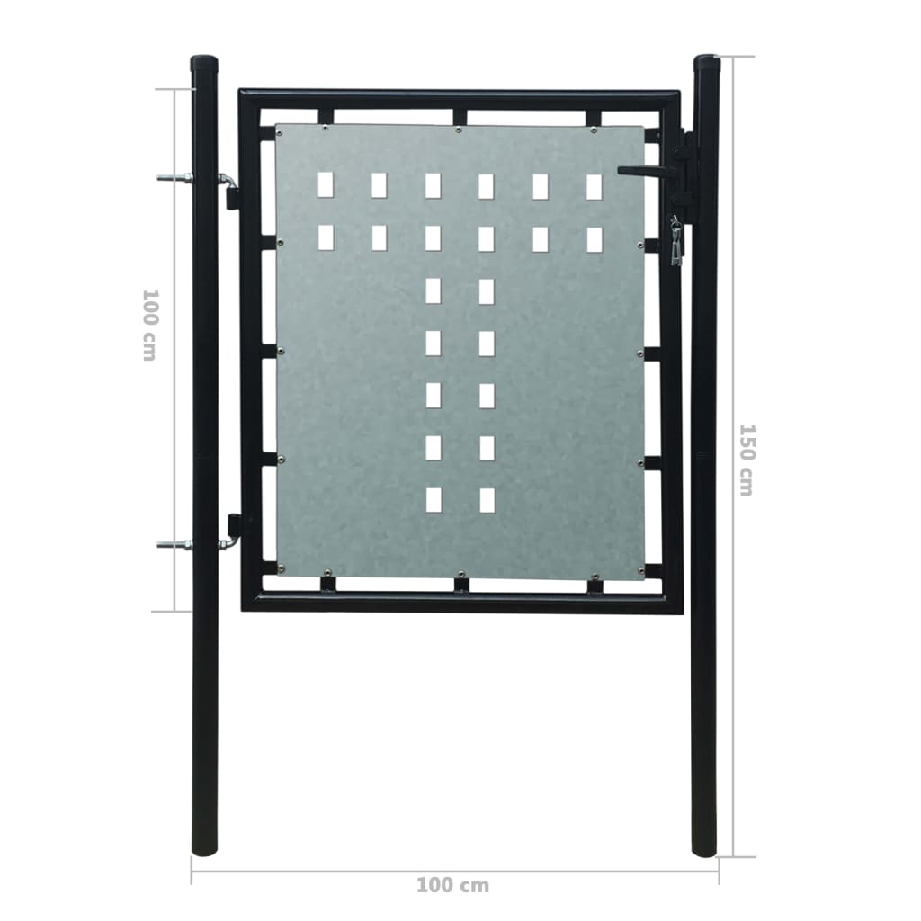 Gjerdeport enkelt svart 100x150 cm