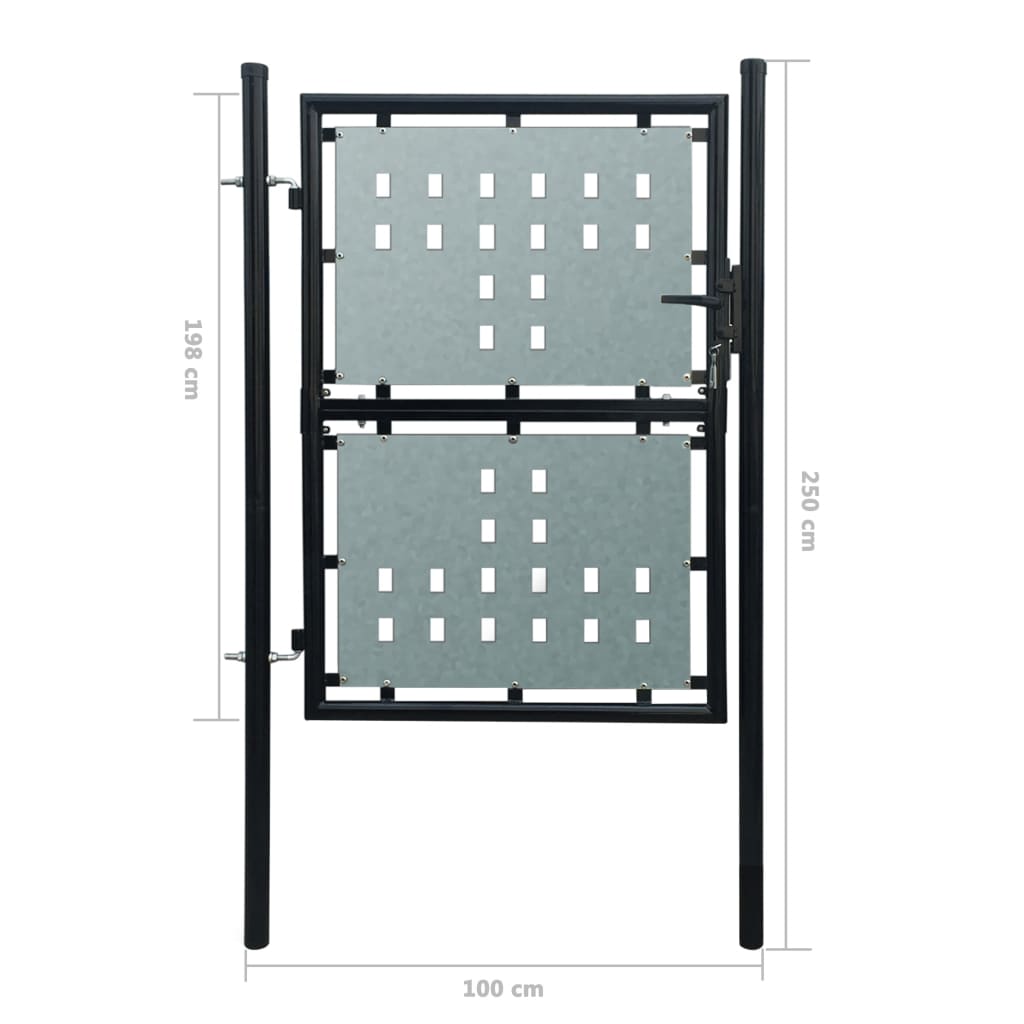 Gjerdeport enkelt svart 100x250 cm