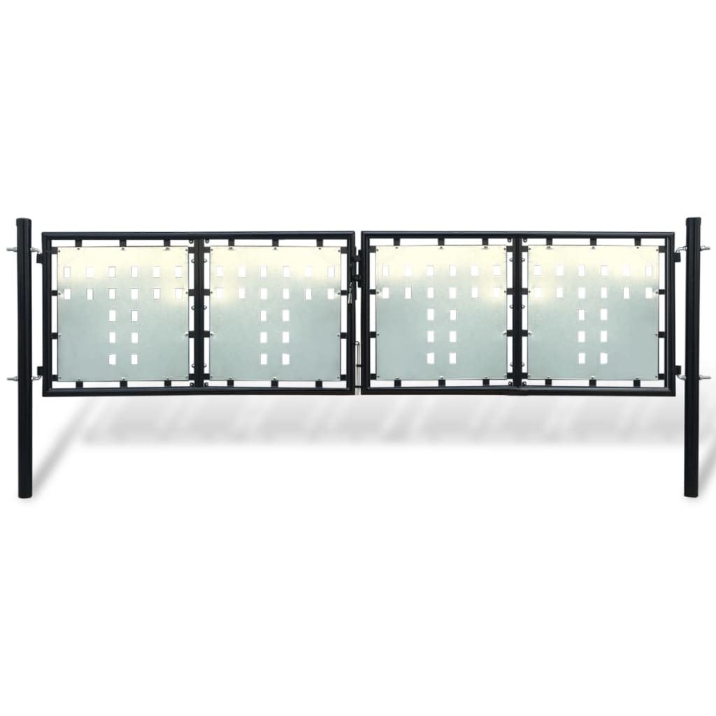 Gjerdeport enkelt svart 300x150 cm