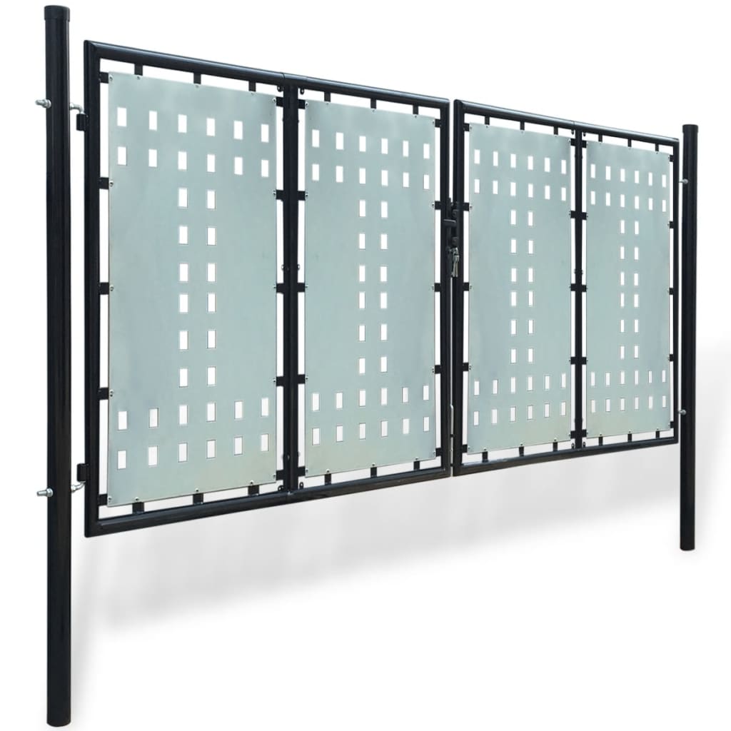 Gjerdeport enkelt svart 300x175 cm