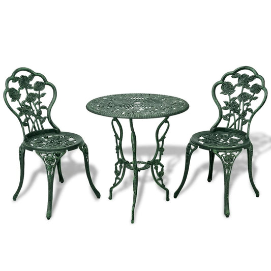 Bistrosett 3 deler støpt aluminium grønn