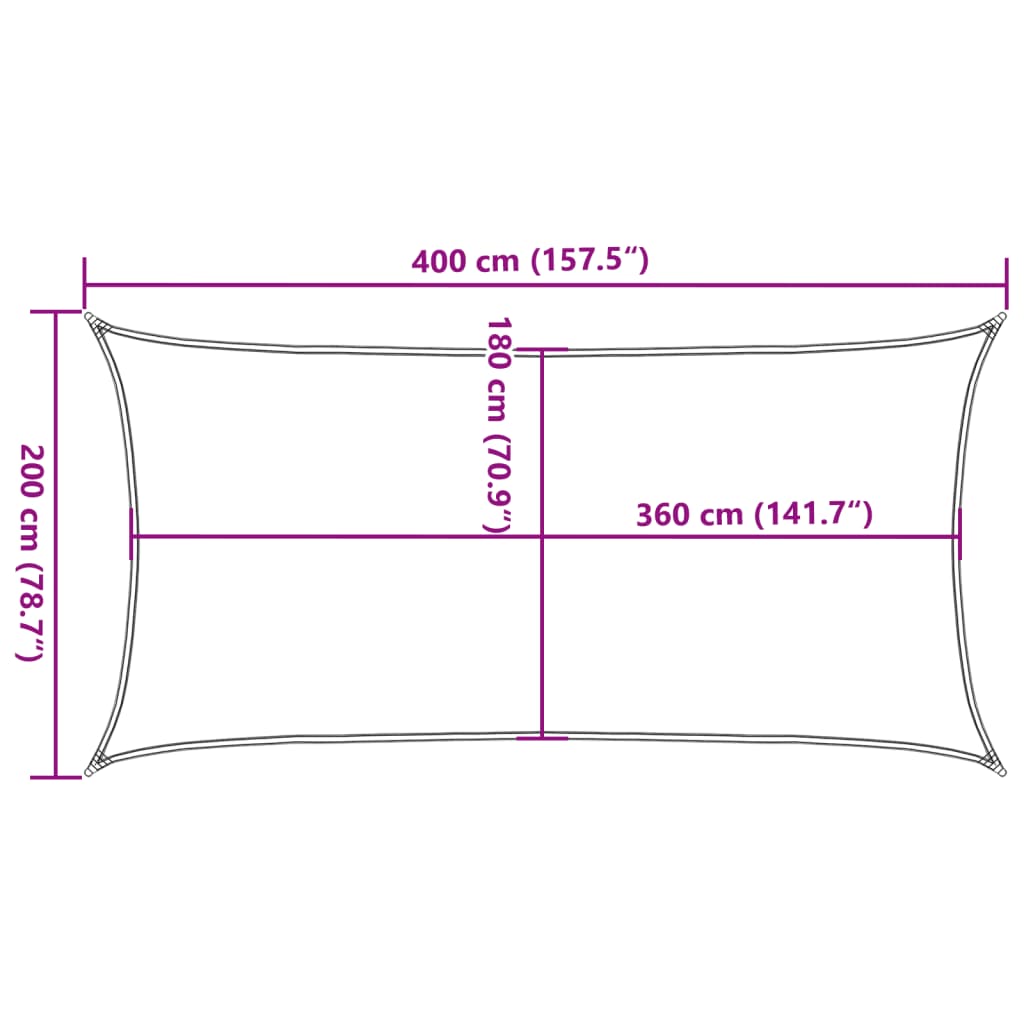Solskjerm seil HDPE Rektangulær 2x4 m Krem