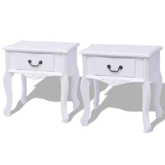 Nattbord 2 stk MDF hvit