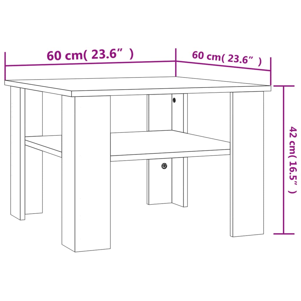 Salongbord betonggrå 60x60x42 cm konstruert tre