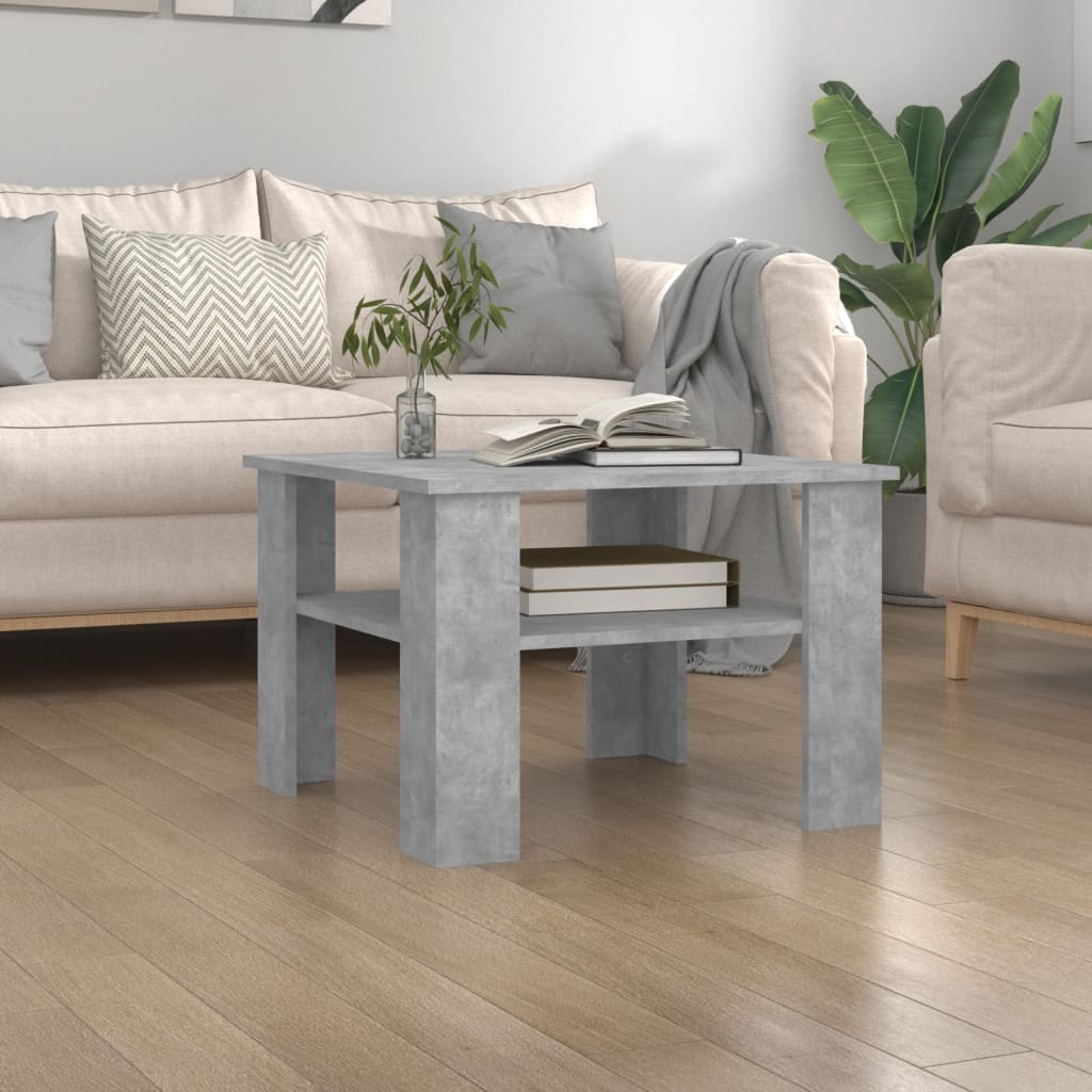 Salongbord betonggrå 60x60x42 cm konstruert tre