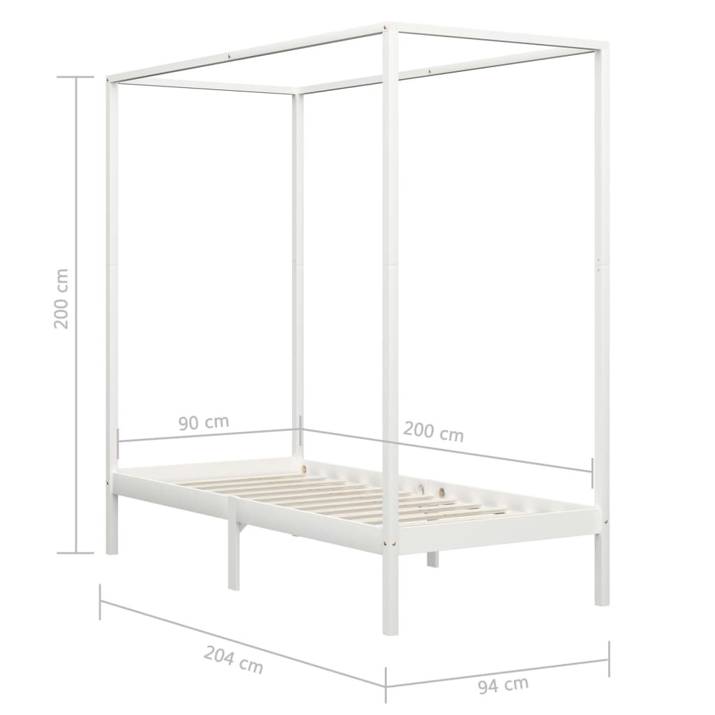 Himmelsengeramme heltre furu hvit 90x200 cm