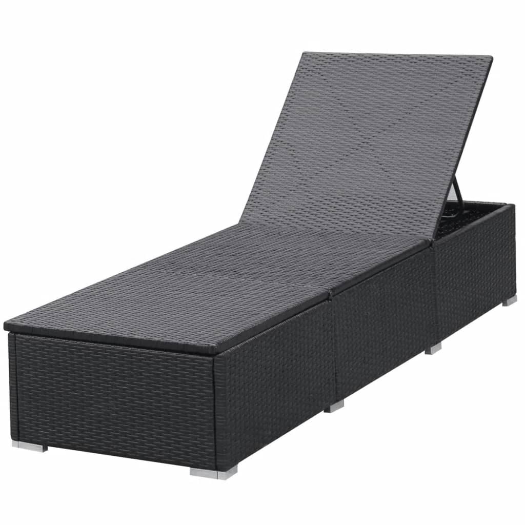 Solsenger med puter 2 stk polyrotting svart
