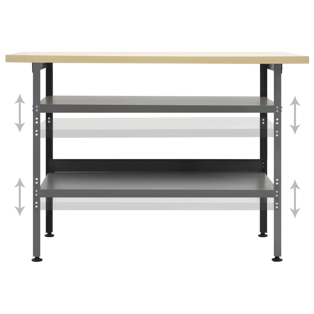 Arbeidsbenk grå 120x60x85 cm stål