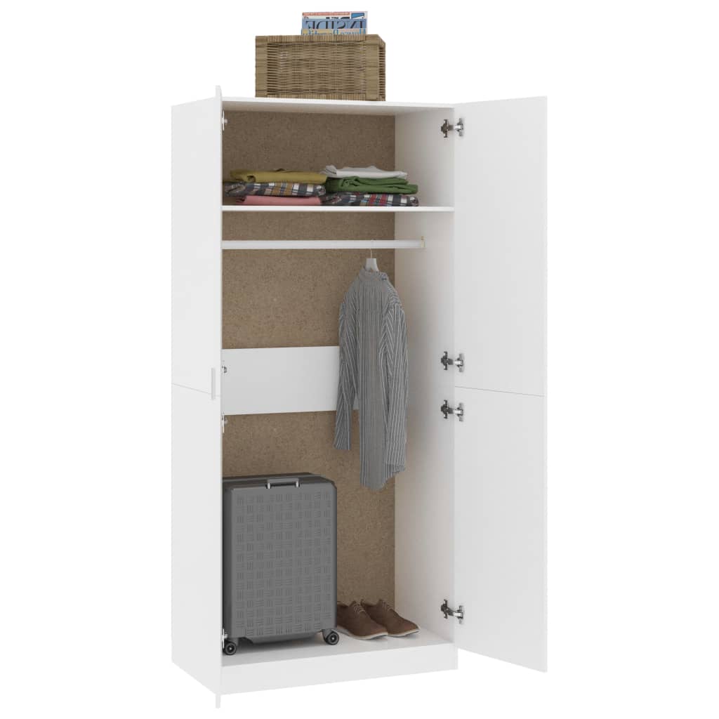 Garderobe hvit 90x52x200 cm konstruert tre