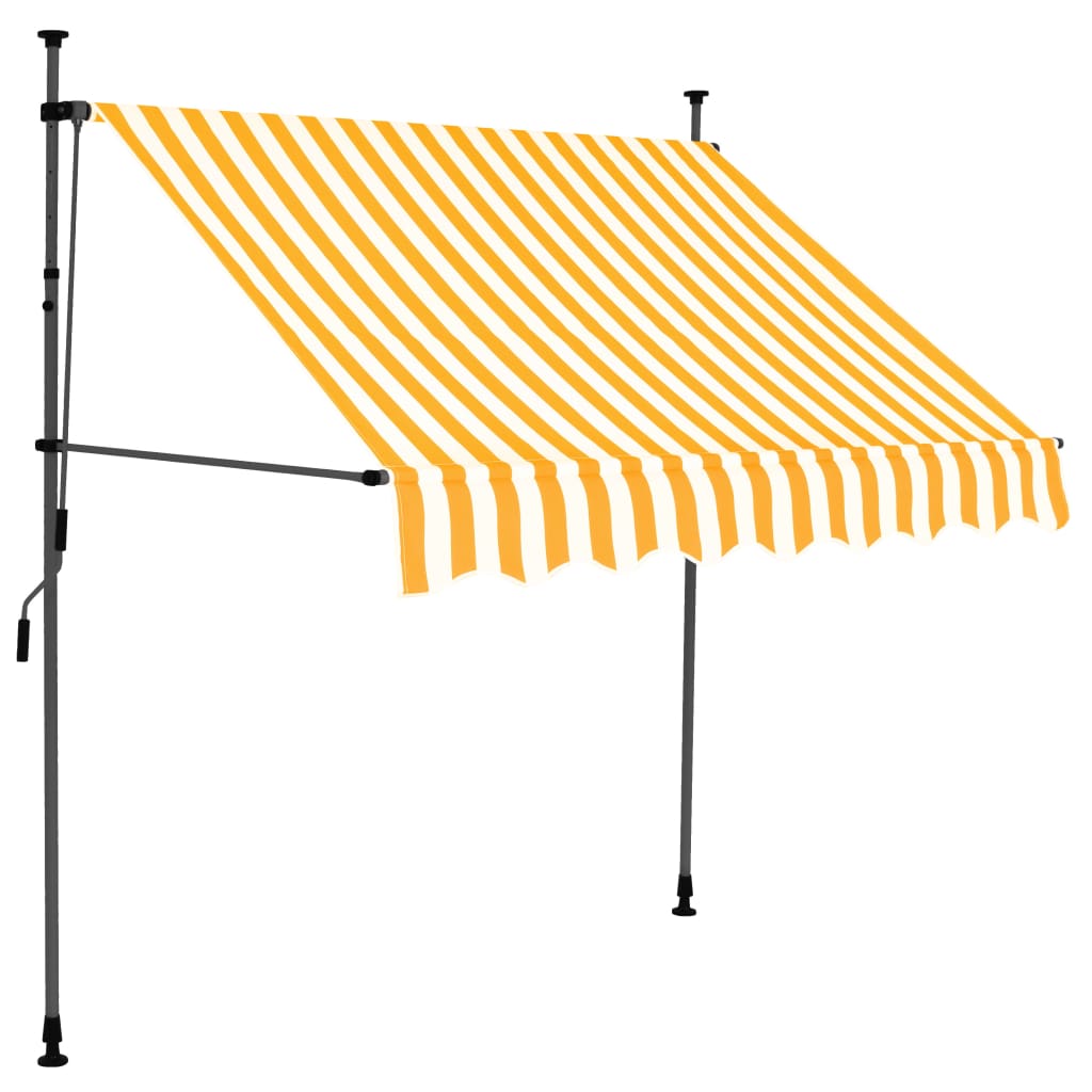 Manuell uttrekkbar markise med LED 150 cm hvit og oransje