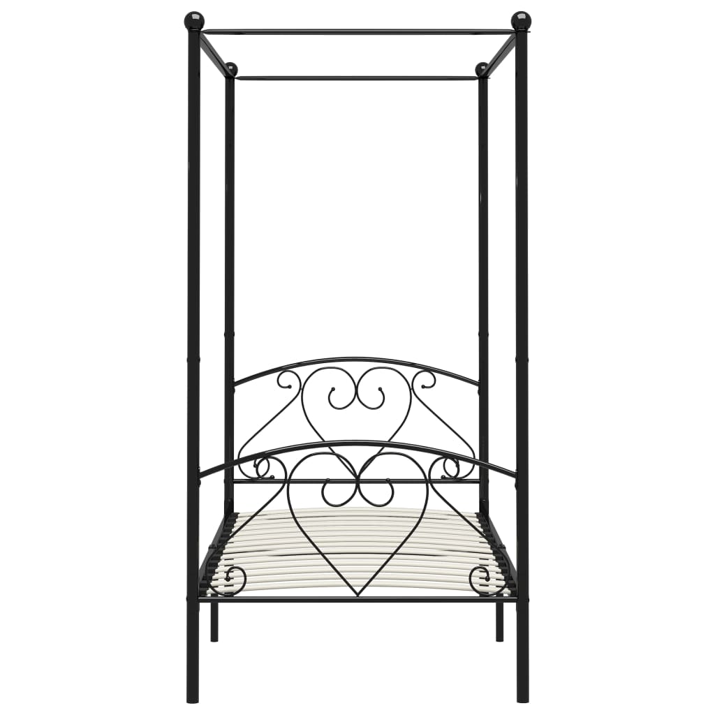 Himmelsengeramme svart metall 90x200 cm
