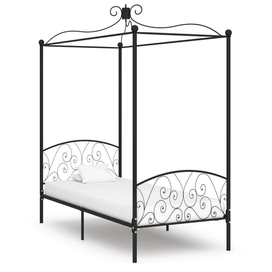 Himmelsengeramme svart metall 90x200 cm