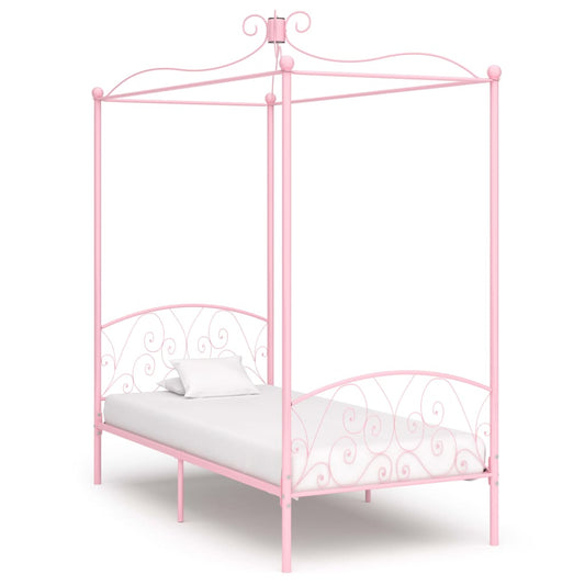 Himmelsengeramme rosa metall 100x200 cm