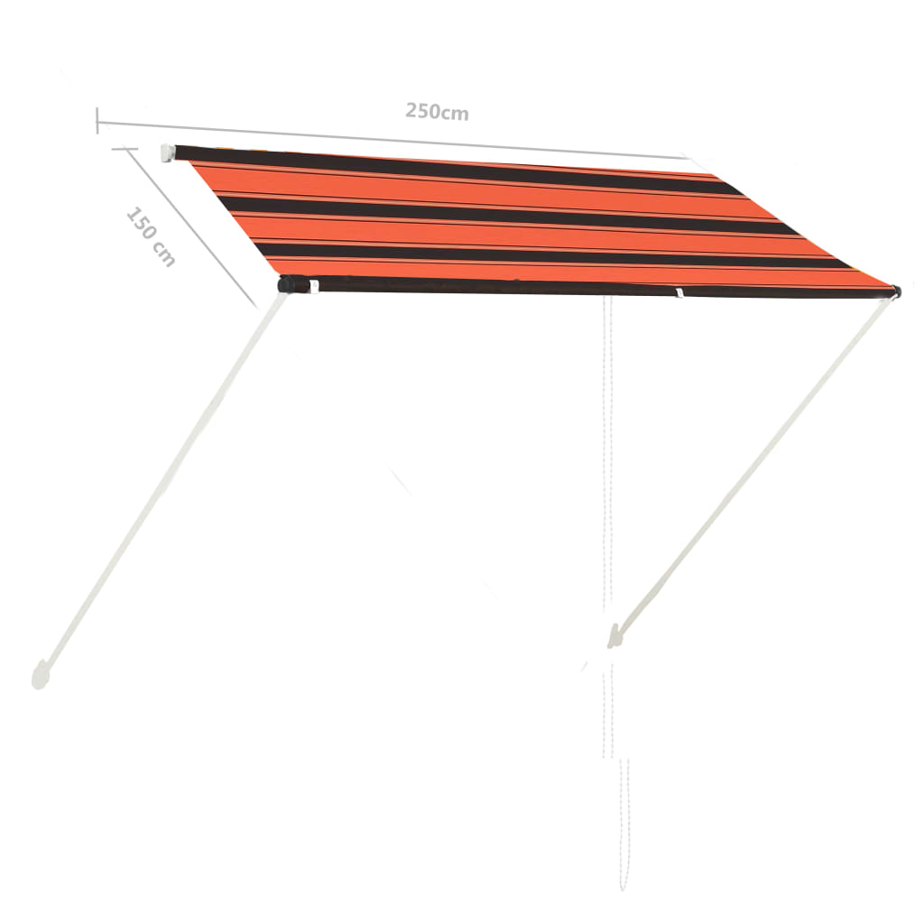 Uttrekkbar markise 250x150 cm oransje og brun