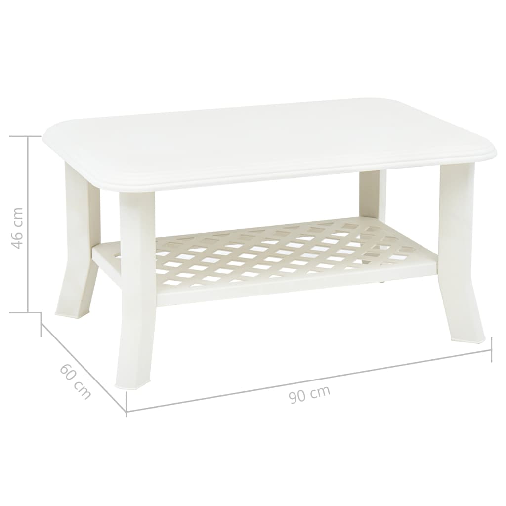 Salongbord hvit 90x60x46 cm plast