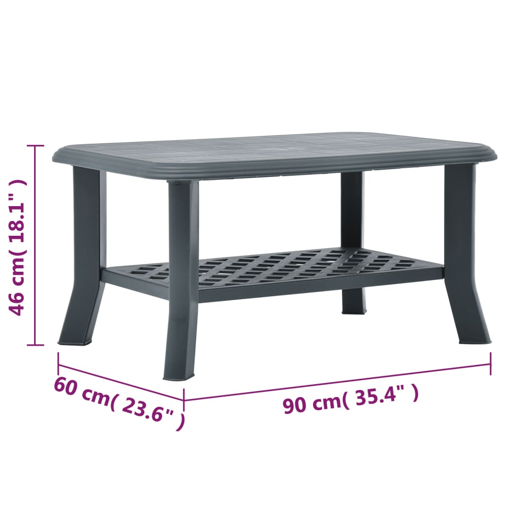 Salongbord grønn 90x60x46 cm plast