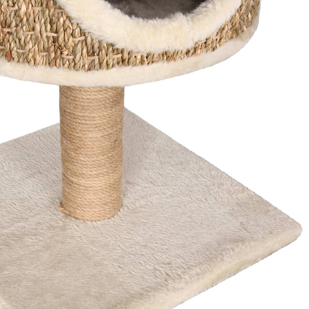 Kattetre med kattehus og klorestolpe 52 cm sjøgress