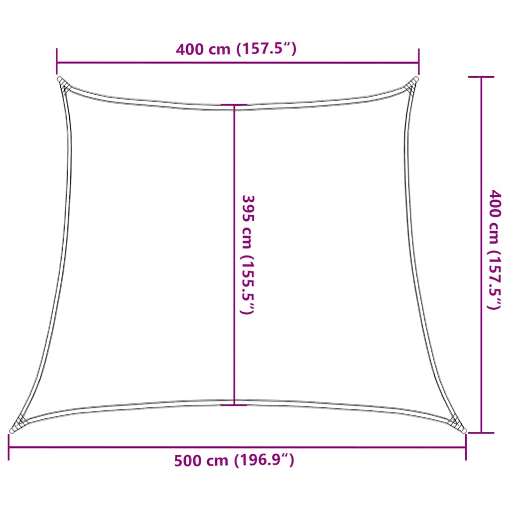 Solseil 160 g/m² trapesformet lysegrønn 4/5x4 m HDPE