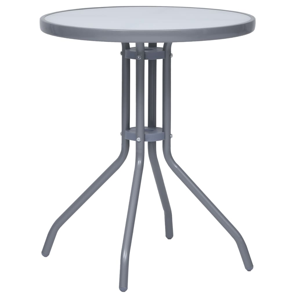 Hagebord lysegrå 60 cm stål og glass