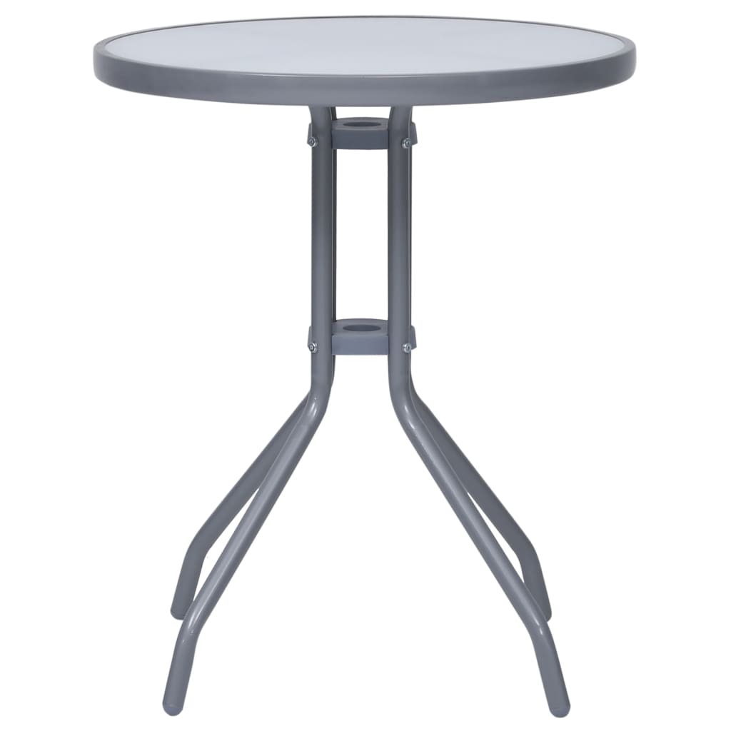 Hagebord lysegrå 60 cm stål og glass