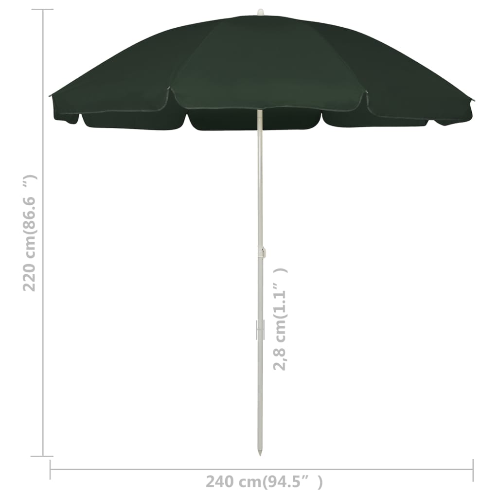 Strandparasoll grønn 240 cm
