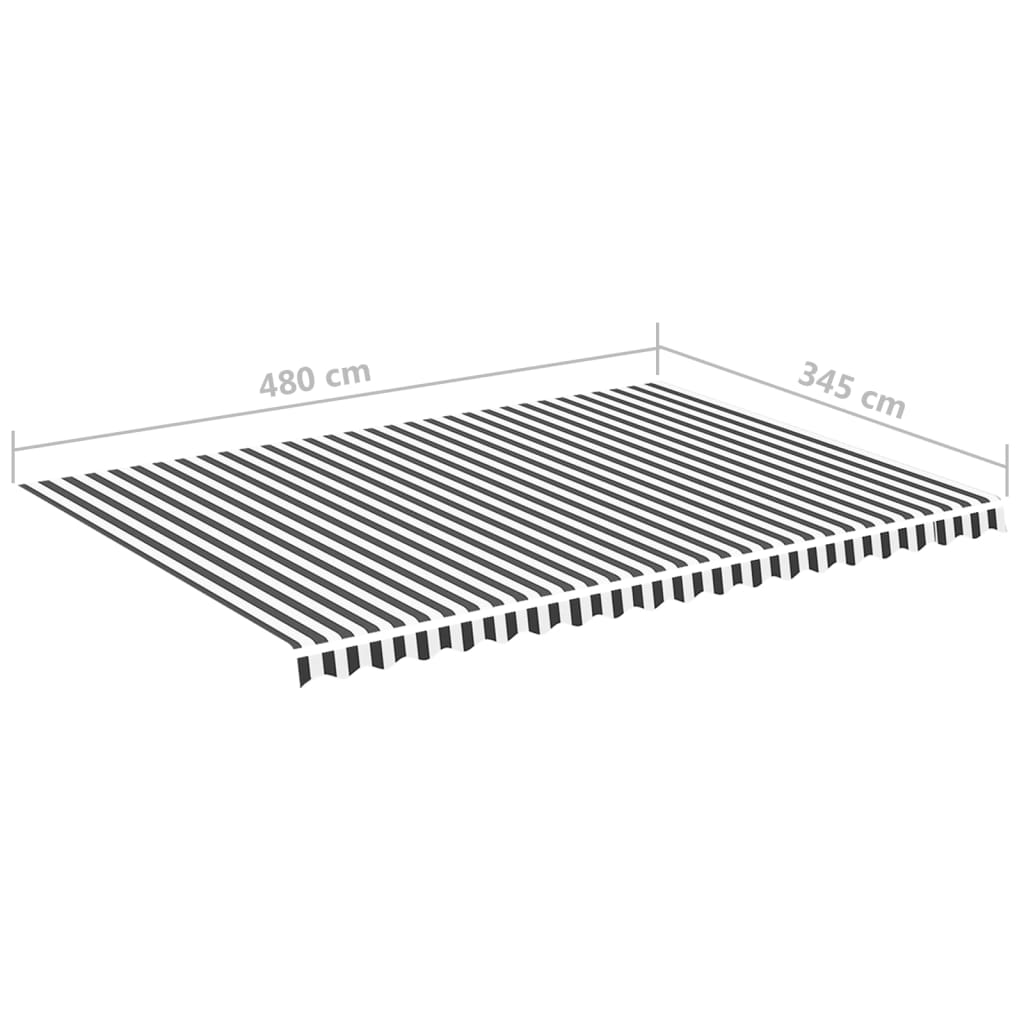 Erstatningsduk for markise antrasitt og hvit 5x3,5 m