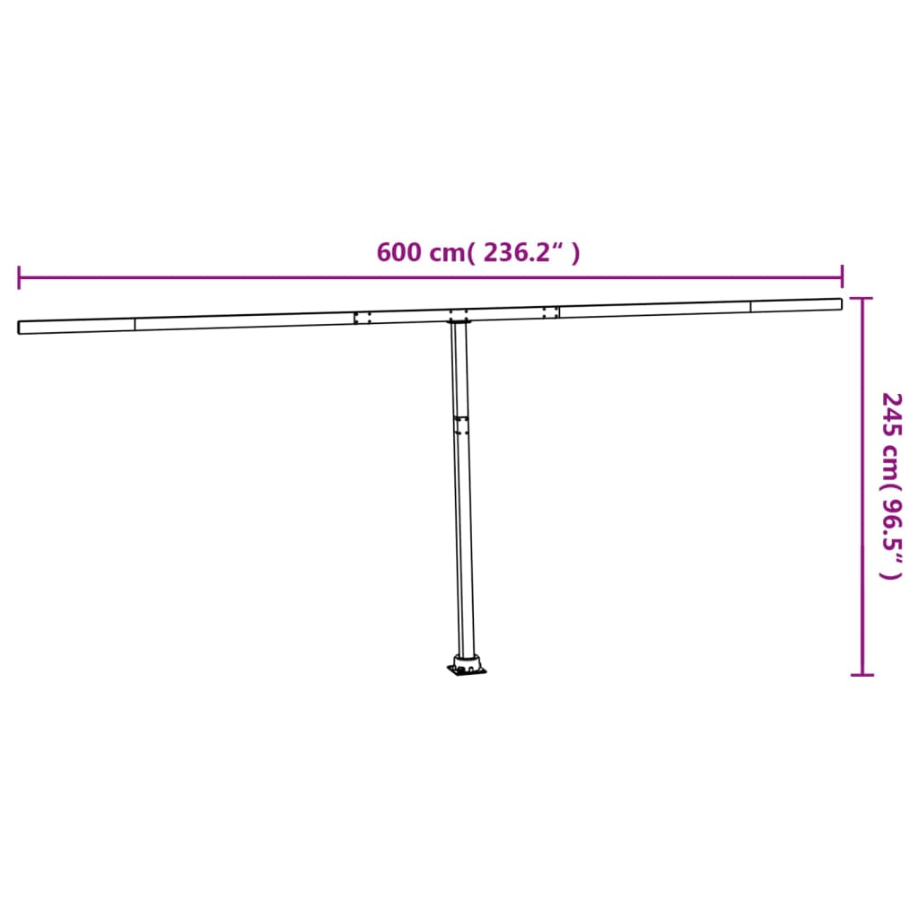 Markisestolpesett antrasitt 600x245 cm jern