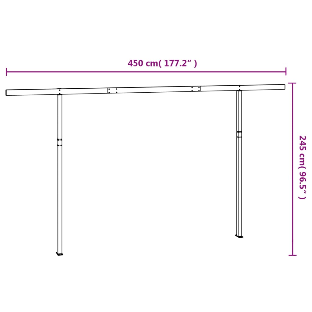 Markisestolpesett hvit 450x245 cm jern