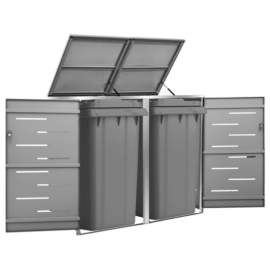 Søppeldunkskur dobbelt 138x77,5x112,5 cm rustfritt stål