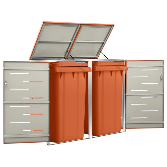 Søppeldunkskur dobbelt 138x77,5x112,5 cm rustfritt stål