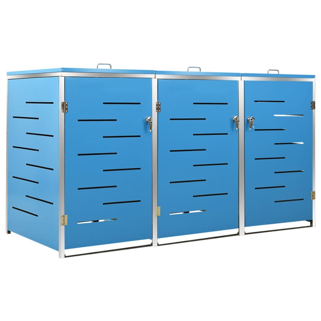 Søppeldunkskur trippelt 207x77,5x112,5 cm rustfritt stål