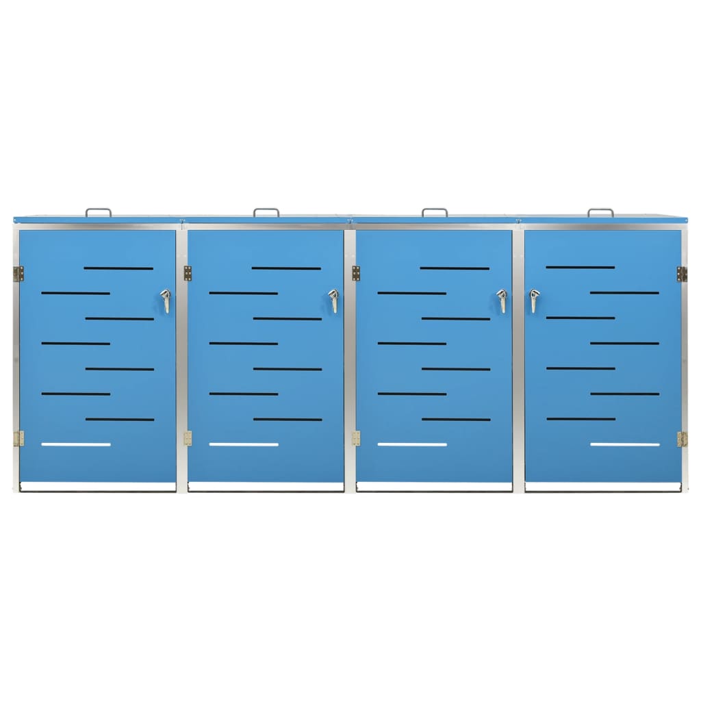 Søppeldunkskur firedobbelt 276,5x77,5x112,5 cm rustfritt stål