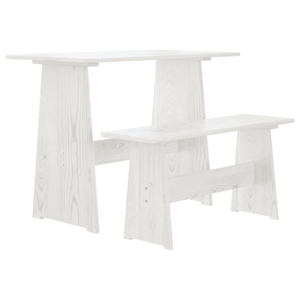 Spisebord med benk REINE hvit heltre furu