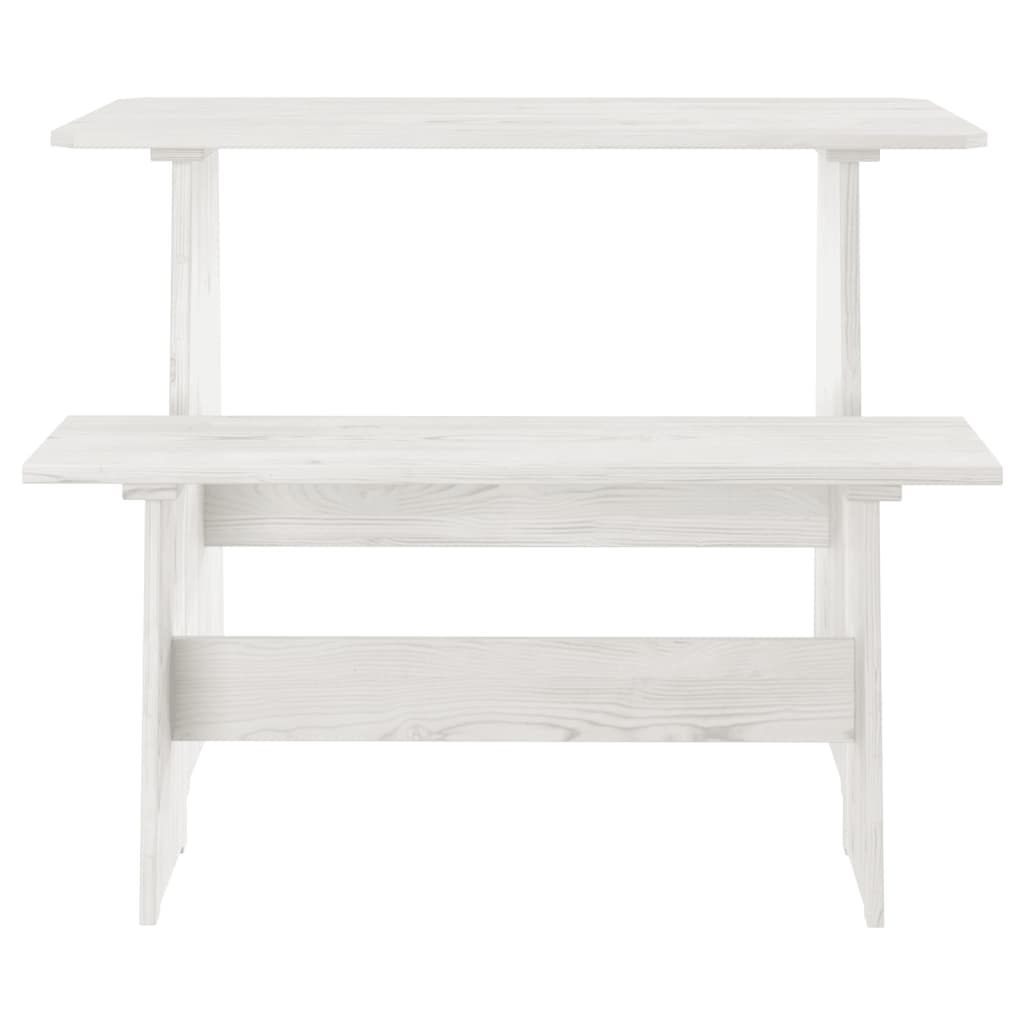 Spisebord med benk REINE hvit heltre furu