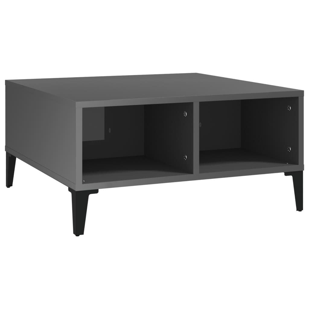 Salongbord høyglans grå 60x60x30 cm konstruert tre