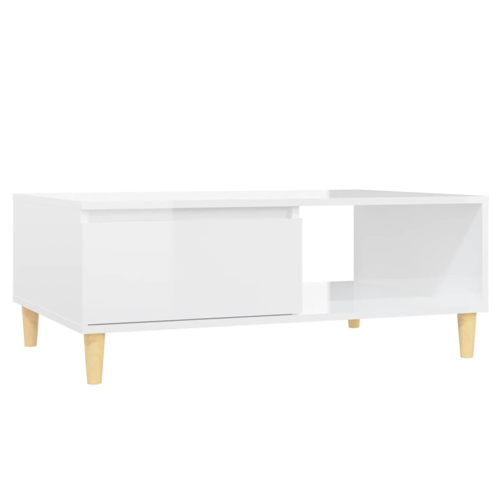 Salongbord høyglans hvit 90x60x35 cm konstruert tre