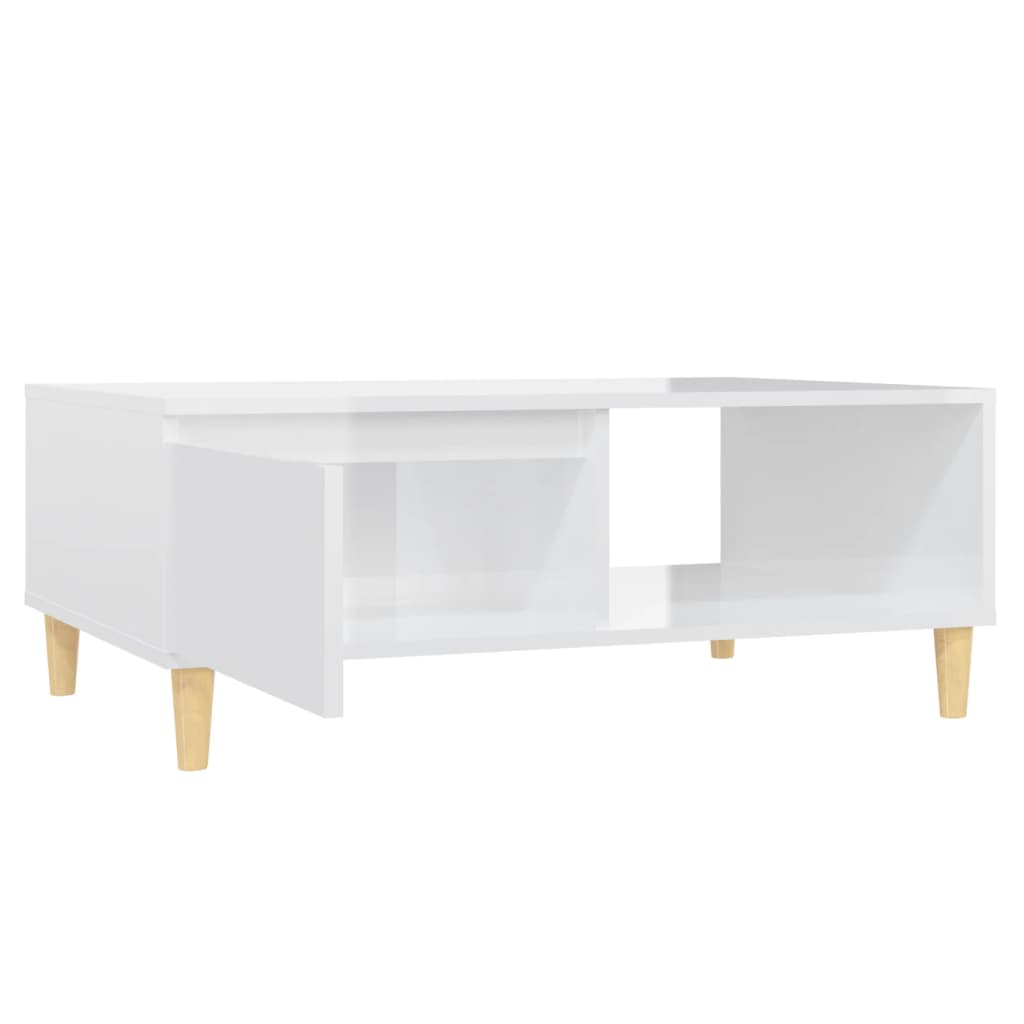 Salongbord høyglans hvit 90x60x35 cm konstruert tre