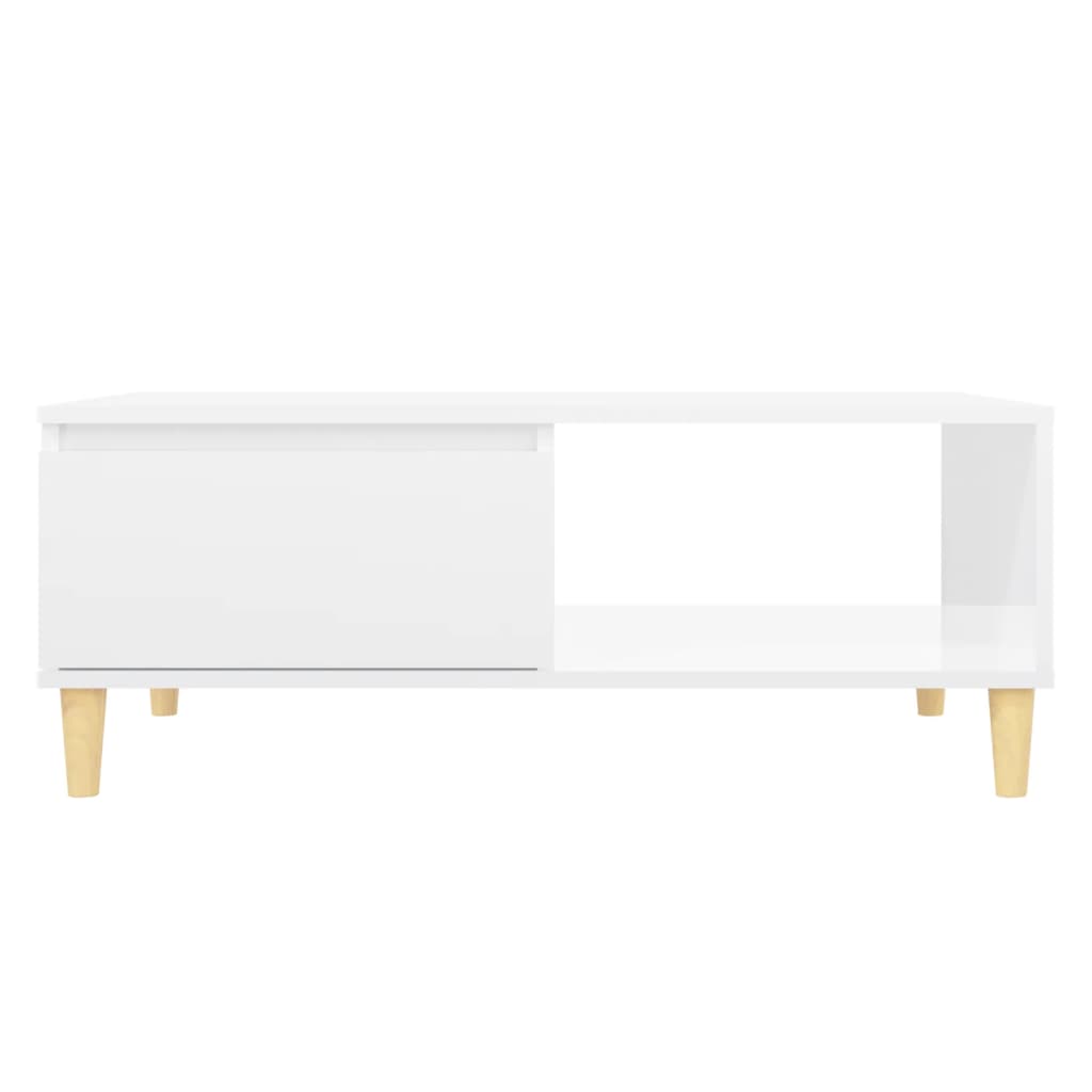 Salongbord høyglans hvit 90x60x35 cm konstruert tre